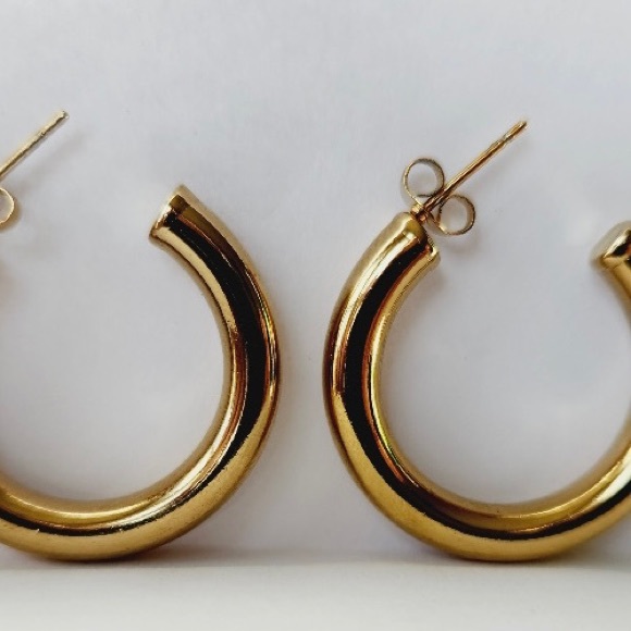 18k gold plated chunky Hoop earrings - Picture 4 of 6